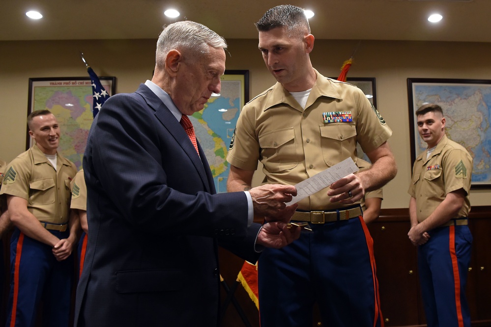 Mattis Meets With Marines at U.S. Consulate in Ho Chi Minh City