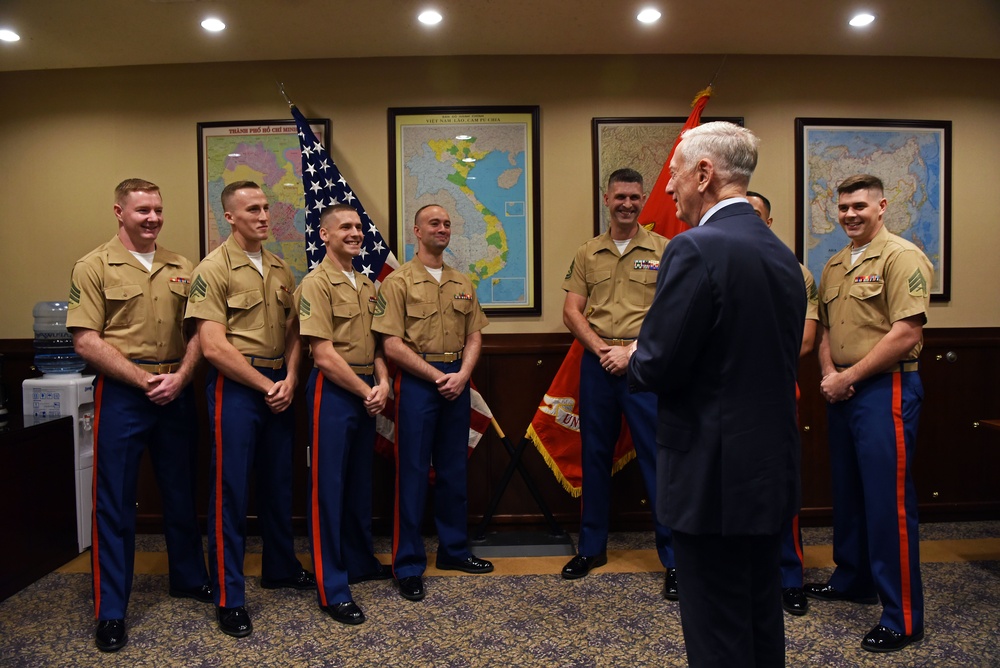 Mattis Meets With Marines at U.S. Consulate in Ho Chi Minh City
