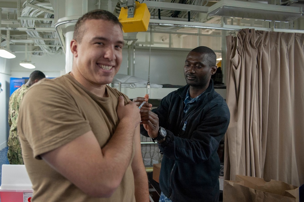 Flu Vaccinations On USS Bonhomme Richard
