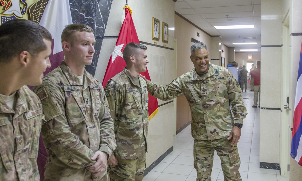 Lt. Gen. Michael X. Garrett, U.S. Army Central commander visits Soldiers in Qatar