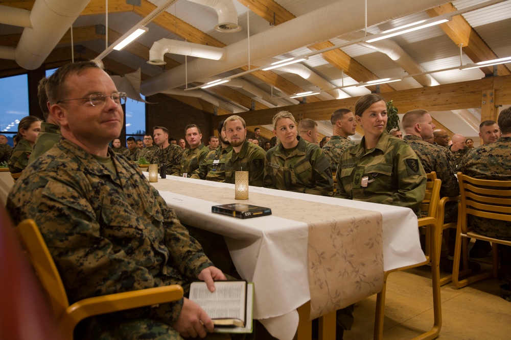 U.S Marines &amp; Sailors with II MEF celebrate the Navy's 243rd birthday