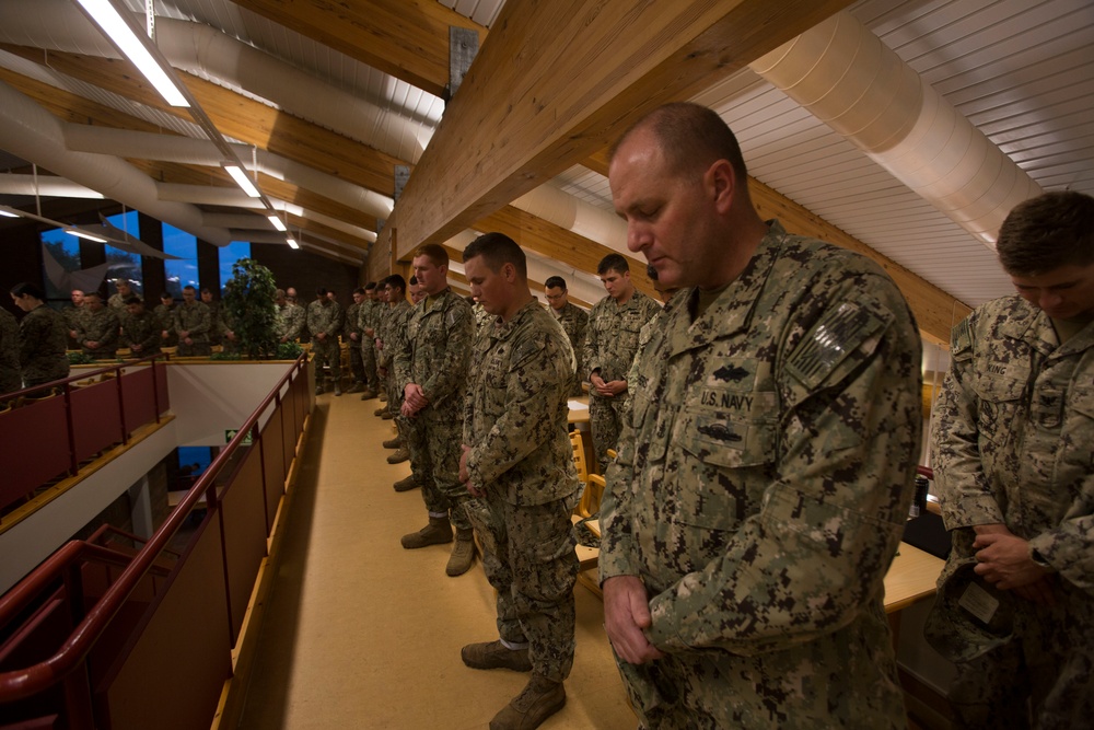 U.S Marines &amp; Sailors with II MEF celebrate the Navy's 243rd birthday