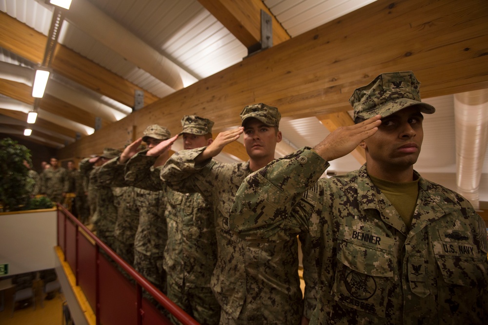 U.S Marines &amp; Sailors with II MEF celebrate the Navy's 243rd birthday