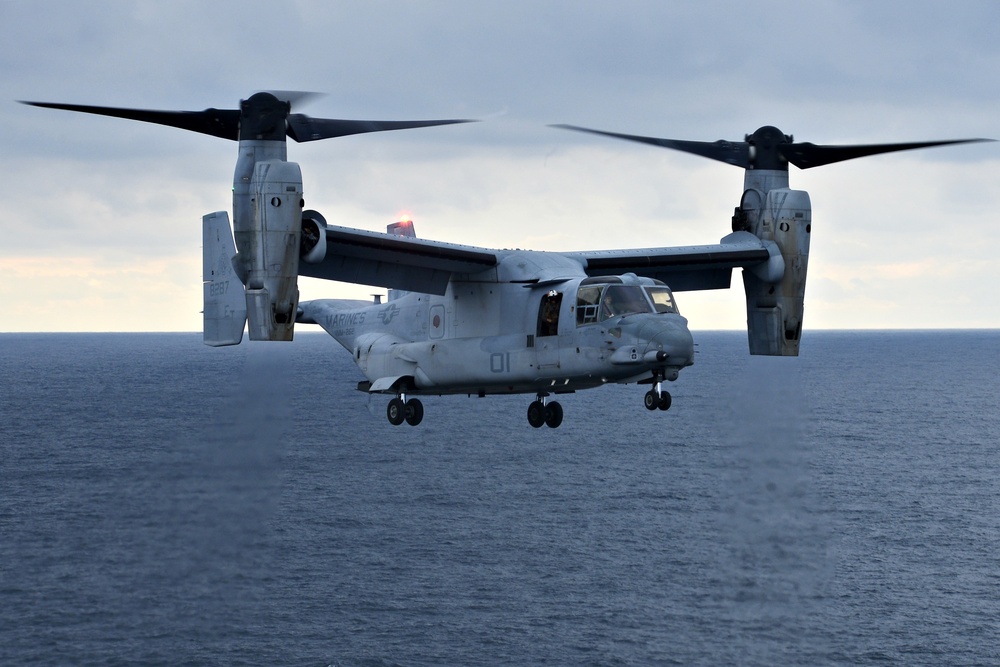 MV-22 Osprey flight operations aboard USS Wasp