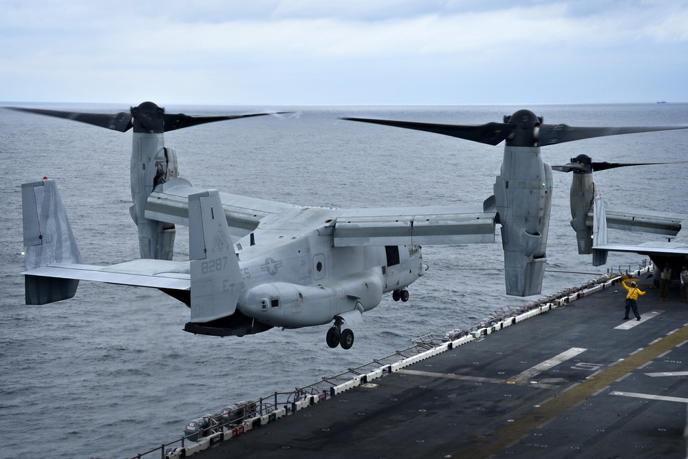 MV-22 Osprey flight operations aboard USS Wasp