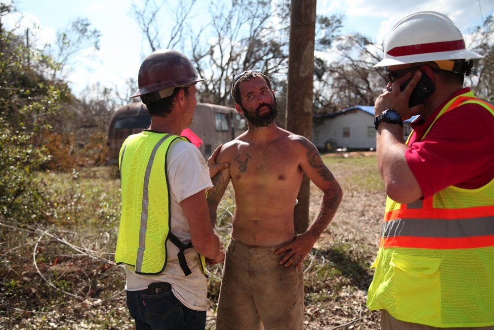 USACE emergency route clearance teams are working in Bay, Gulf, and Jackson Counties