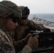 Weapons Company Marines fire machine guns aboard the Wasp