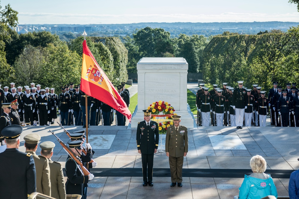 Spanish Chief of Defence Gen. Fernando Alejandre Participates in an Armed Forces Wreath-Laying Ceremony at the Tomb of the Unknown Soldier