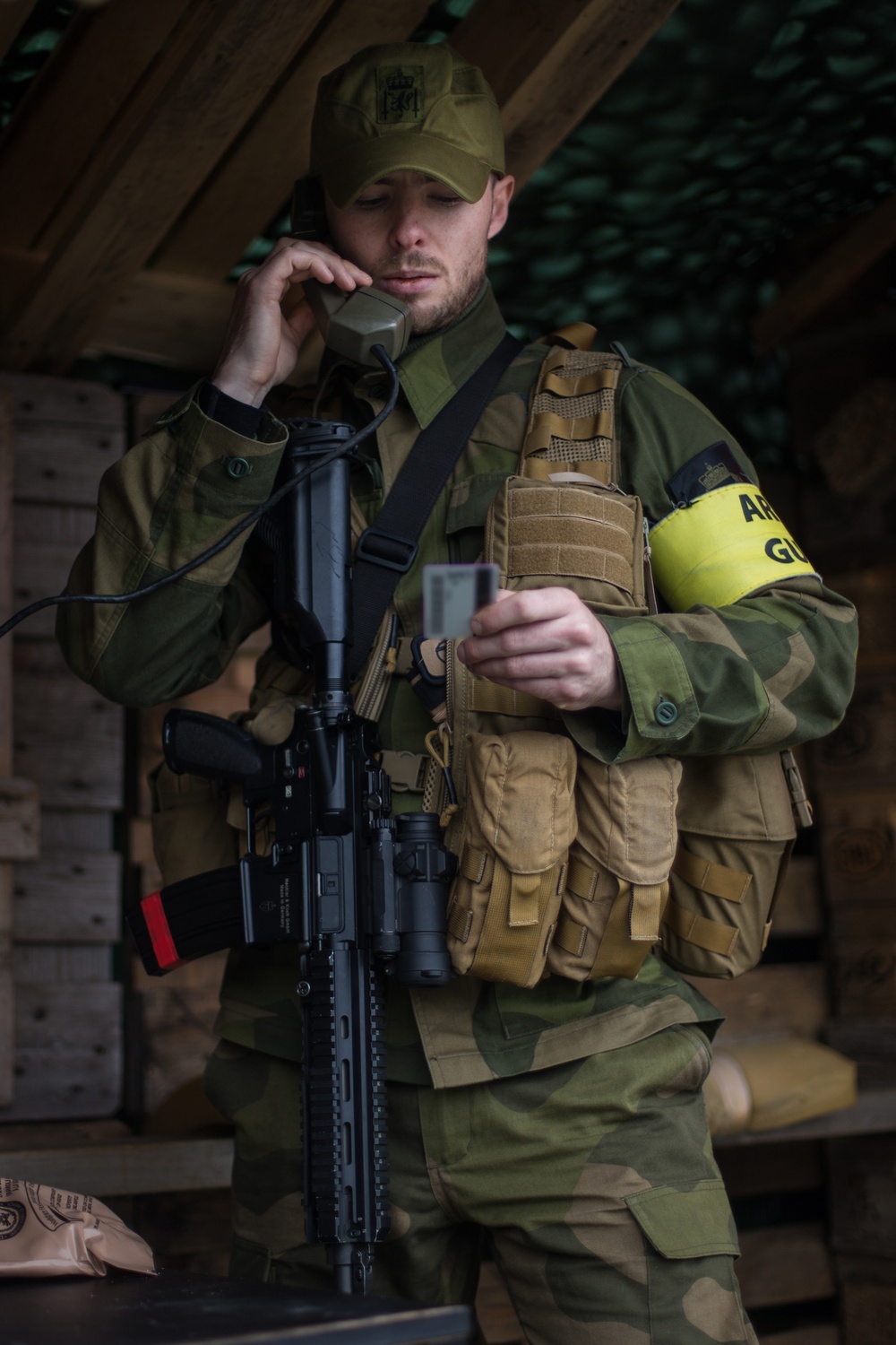 U.S. Marines and Norwegian Soldiers Guard an Entry Control Point in Hell, Norway