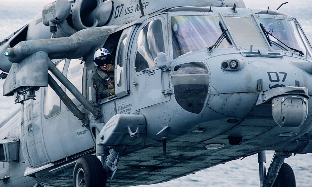 USS Wasp (LHD 1) conducts flight operations