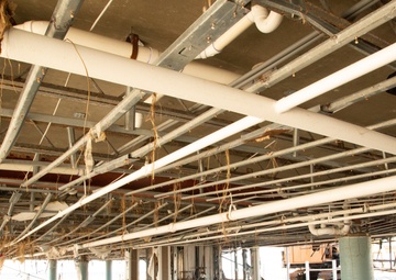 Storm surge damages under a building in Mexico Beach