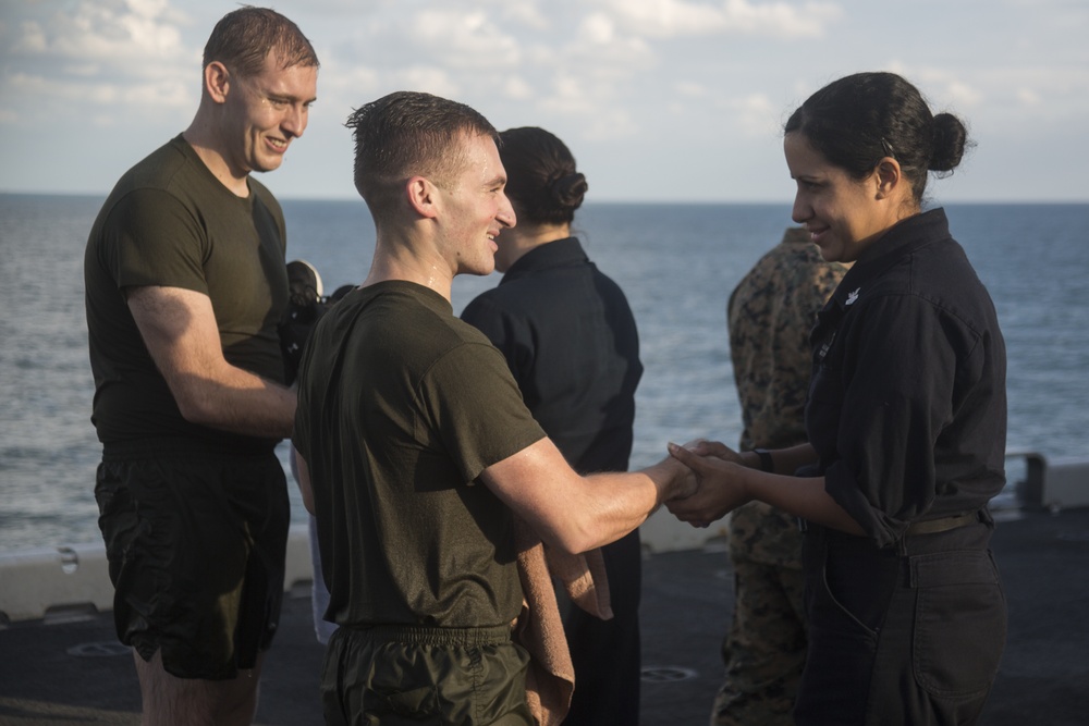 Baptism at Sea- 31st MEU Marines participate in religious services