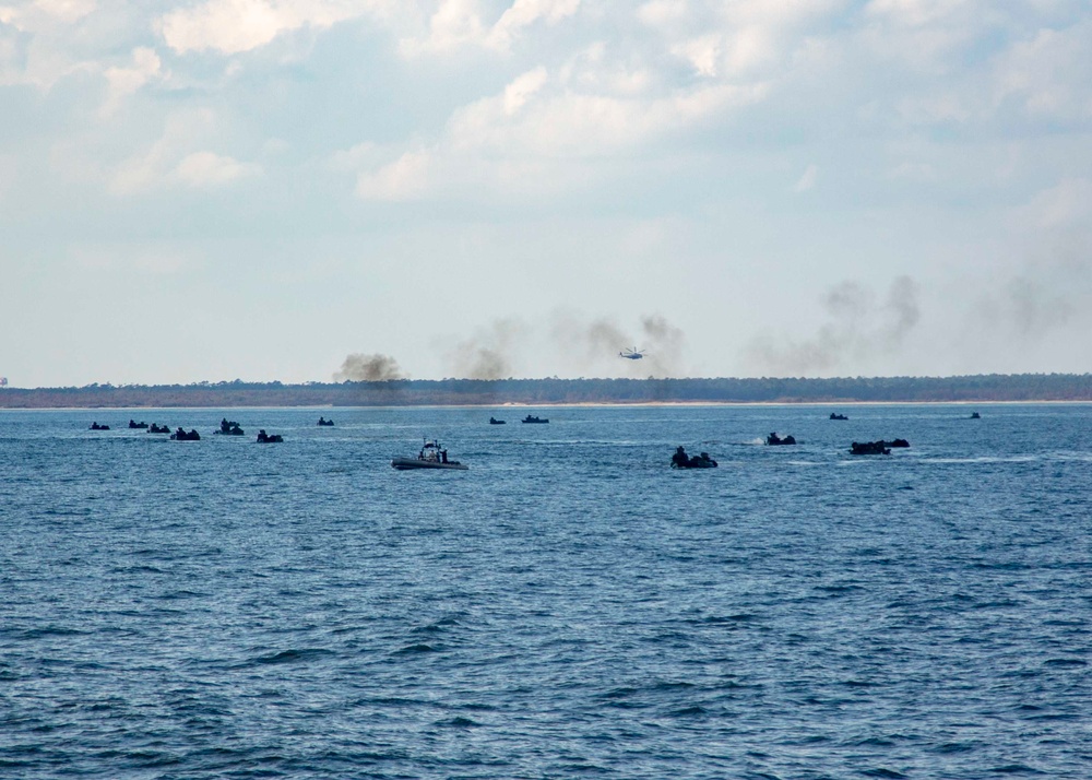 Marine AAVs board the USS Arlington for COMPTUEX