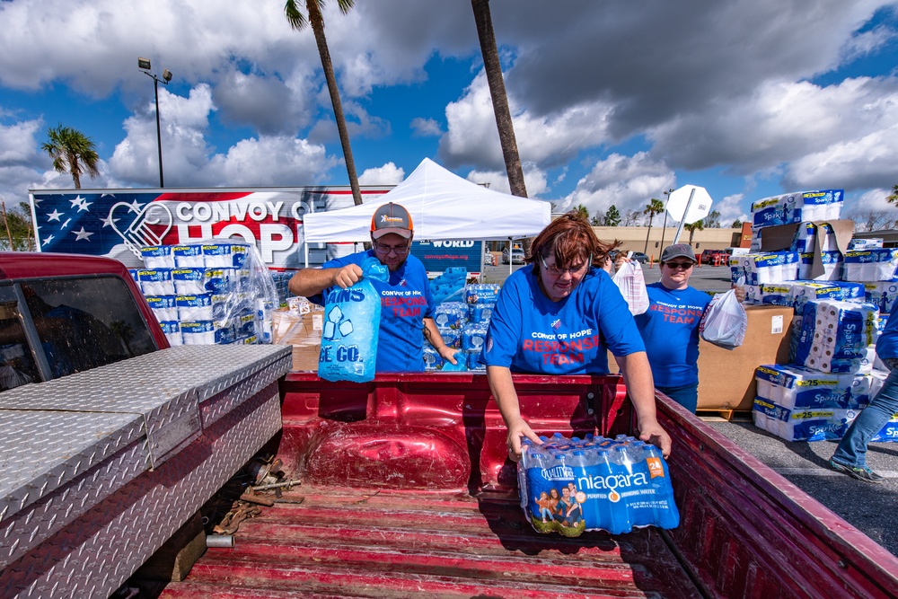 NGOs Help Distribute Supplies To Hurricane Michael Survivor