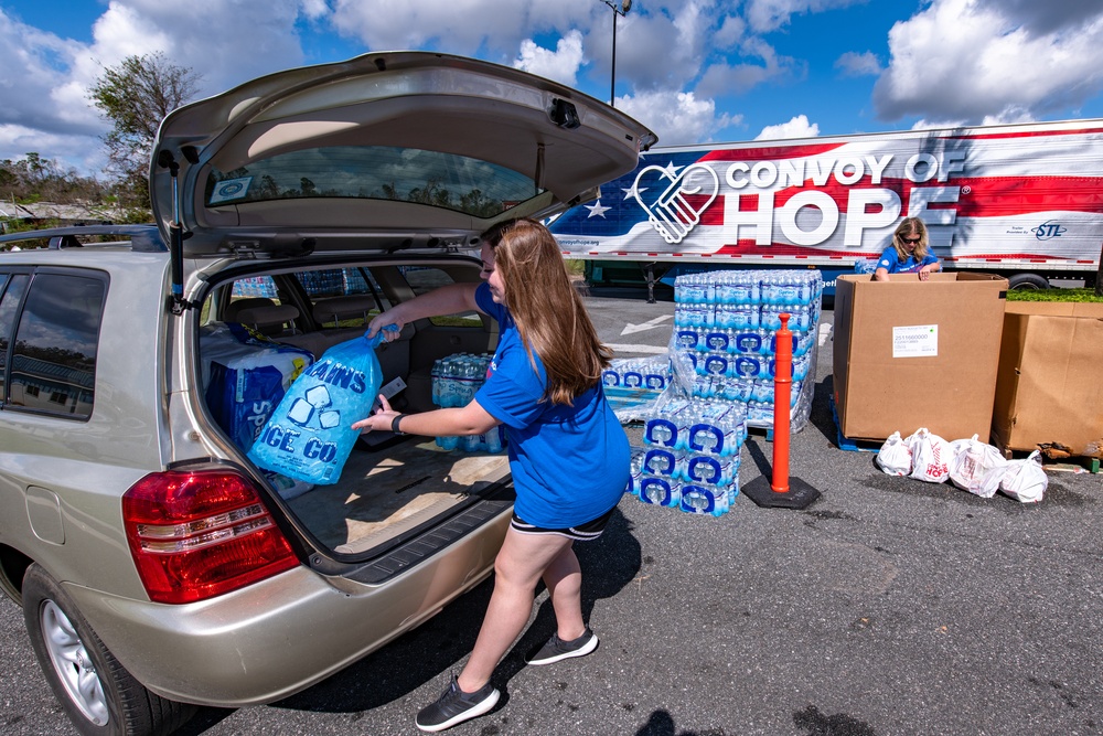 NGOs Help Distribute Supplies To Hurricane Michael Survivor