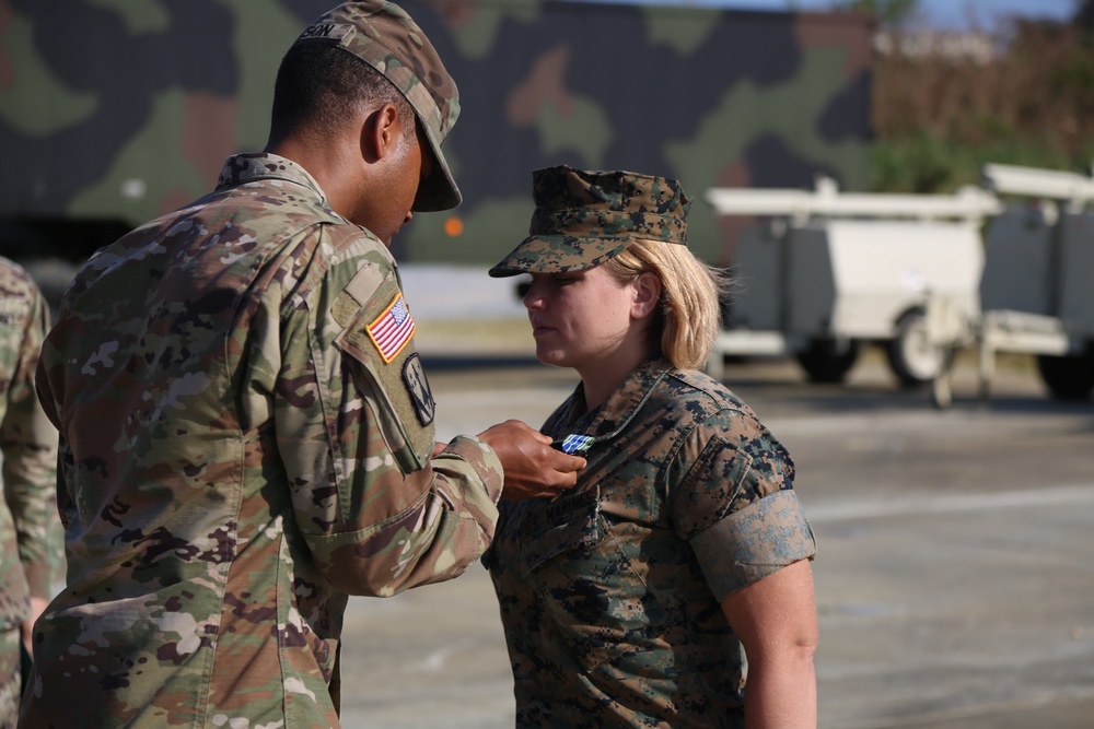 Sgt. Thornton awarded Army Achievement Medal from Charlie Battery 1-1 ADA