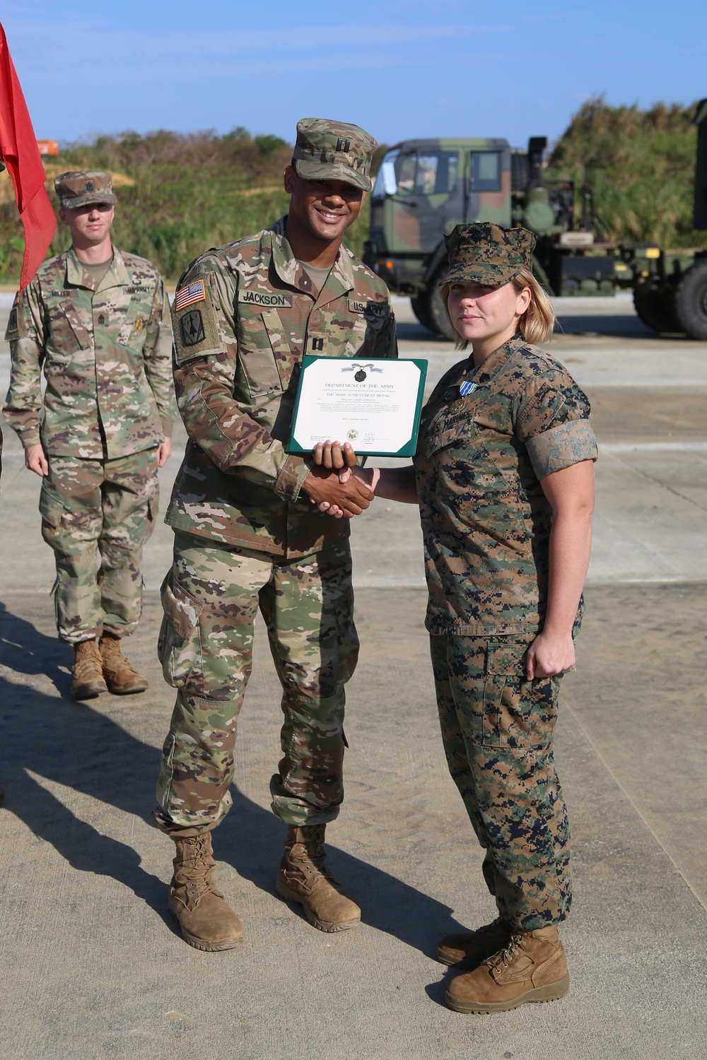 Sgt. Thornton awarded Army Achievement Medal from Charlie Battery 1-1 ADA