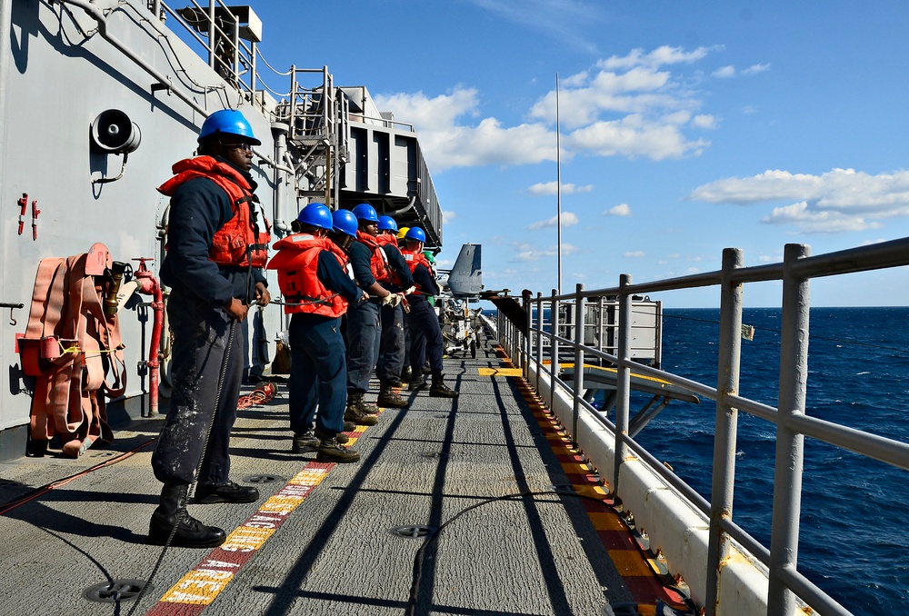 Connected replenishment with USS Wasp and USNS Tippecanoe