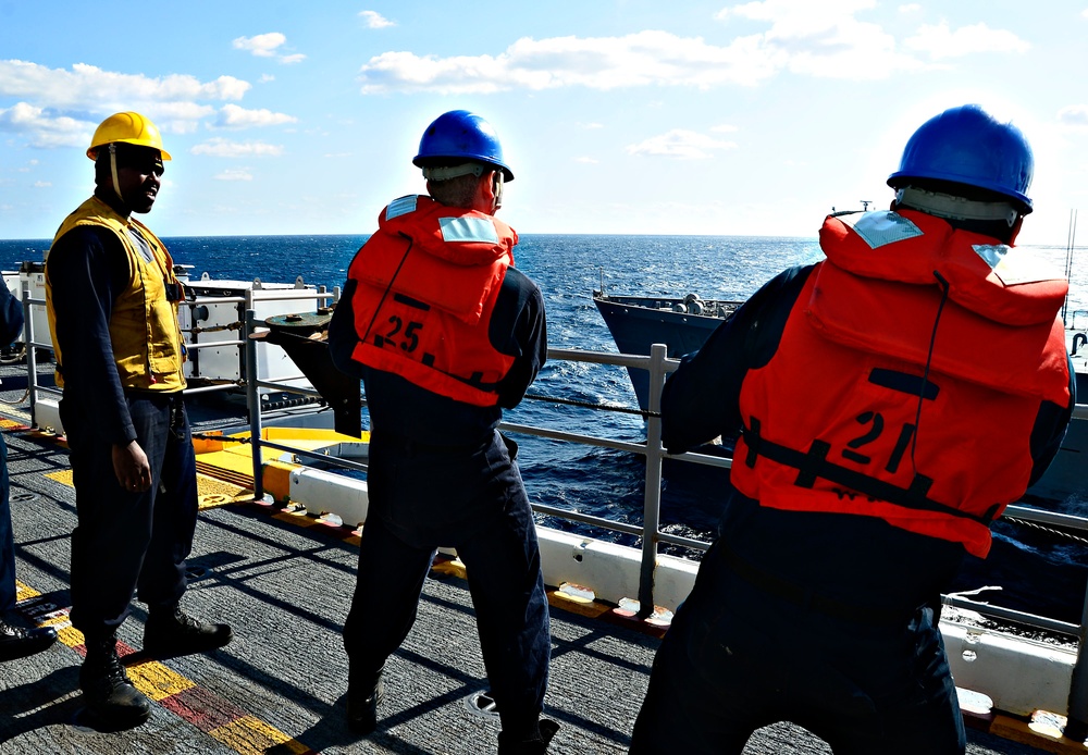 Connected replenishment with USS Wasp and USNS Tippecanoe