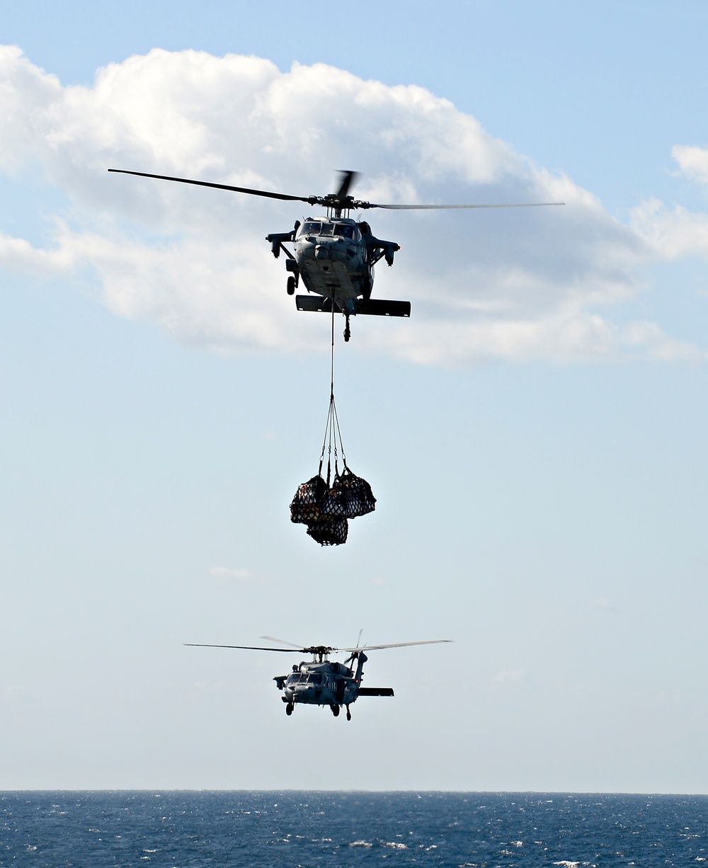 Connected replenishment with USS Wasp and USNS Tippecanoe