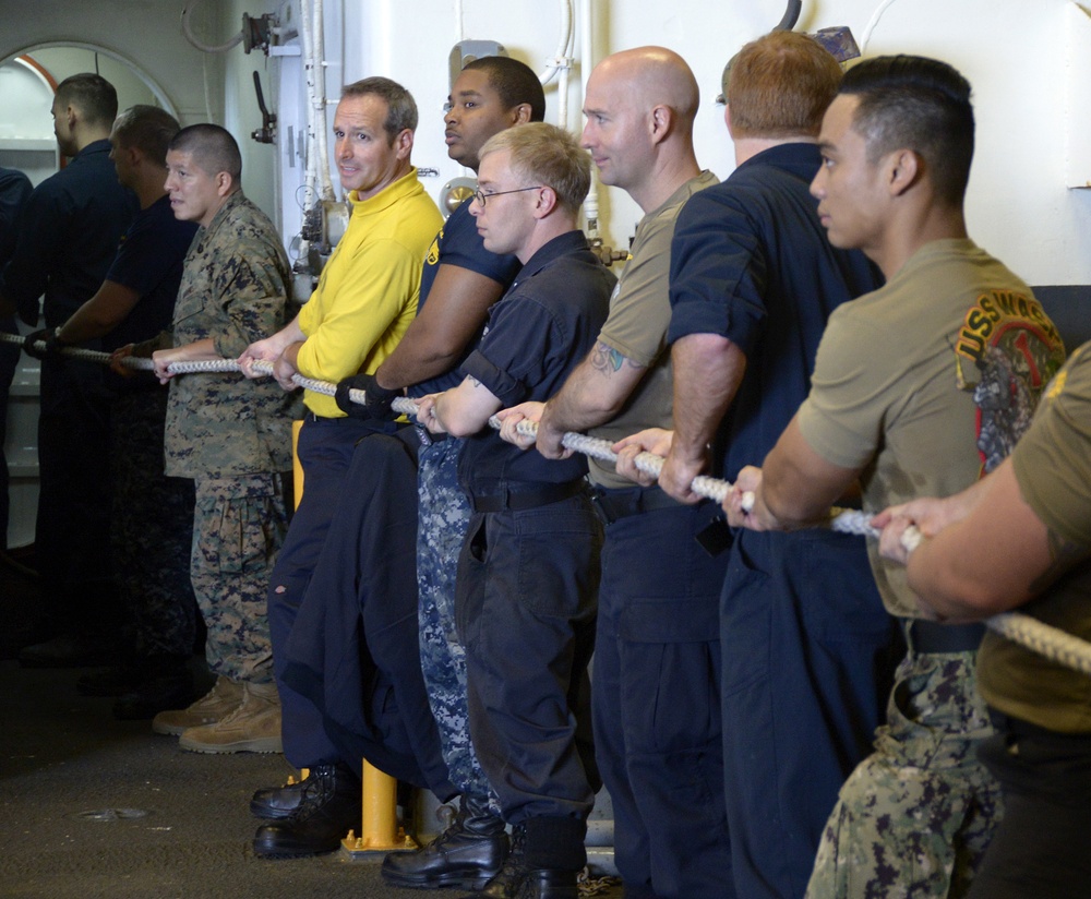 Connected replenishment with USS Wasp and USNS Tippecanoe