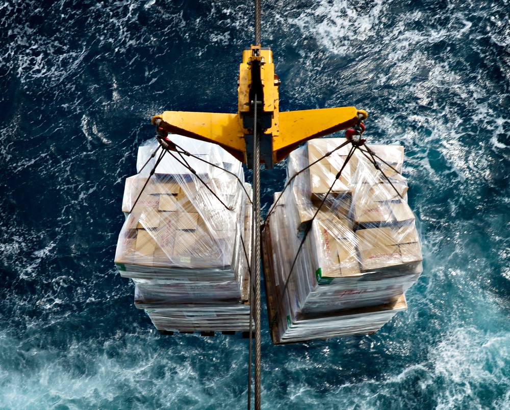 Connected replenishment with USS Wasp and USNS Tippecanoe