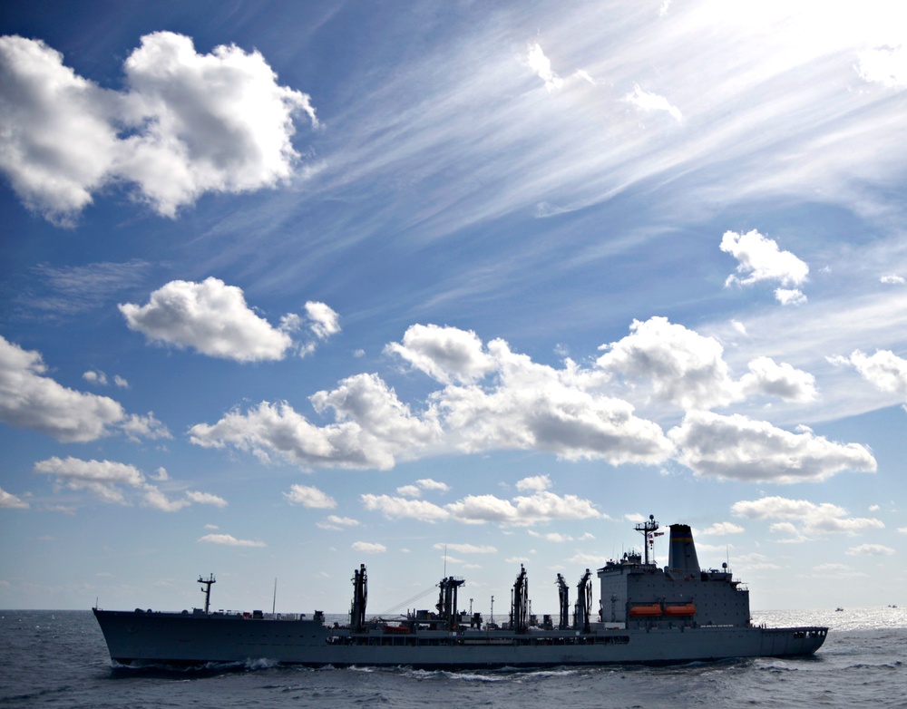 Connected replenishment with USS Wasp and USNS Tippecanoe