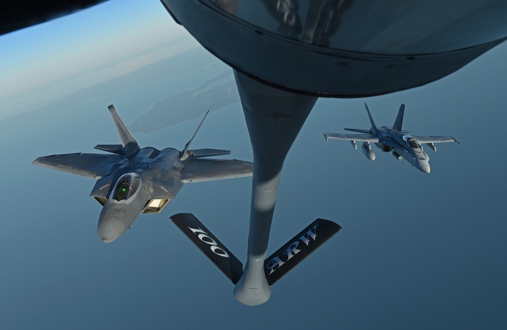 100th Air Refueling Wing supports U.S. F-22 and Finnish F-18s