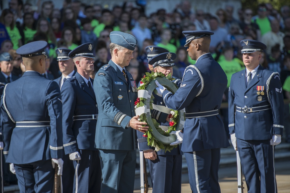 Commander of the Royal Canadian Air Force Lt. Gen. Al Meinzinger Participates in an Air Force Full Honors Wreath-Laying at the Tomb of the Unknown Soldier