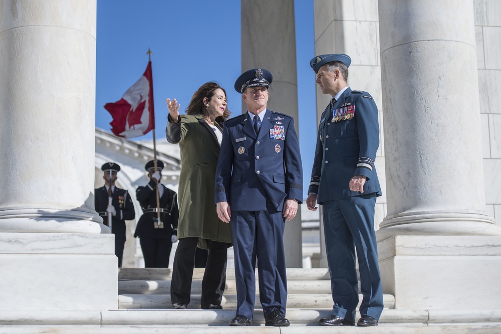 Commander of the Royal Canadian Air Force Lt. Gen. Al Meinzinger Participates in an Air Force Full Honors Wreath-Laying at the Tomb of the Unknown Soldier