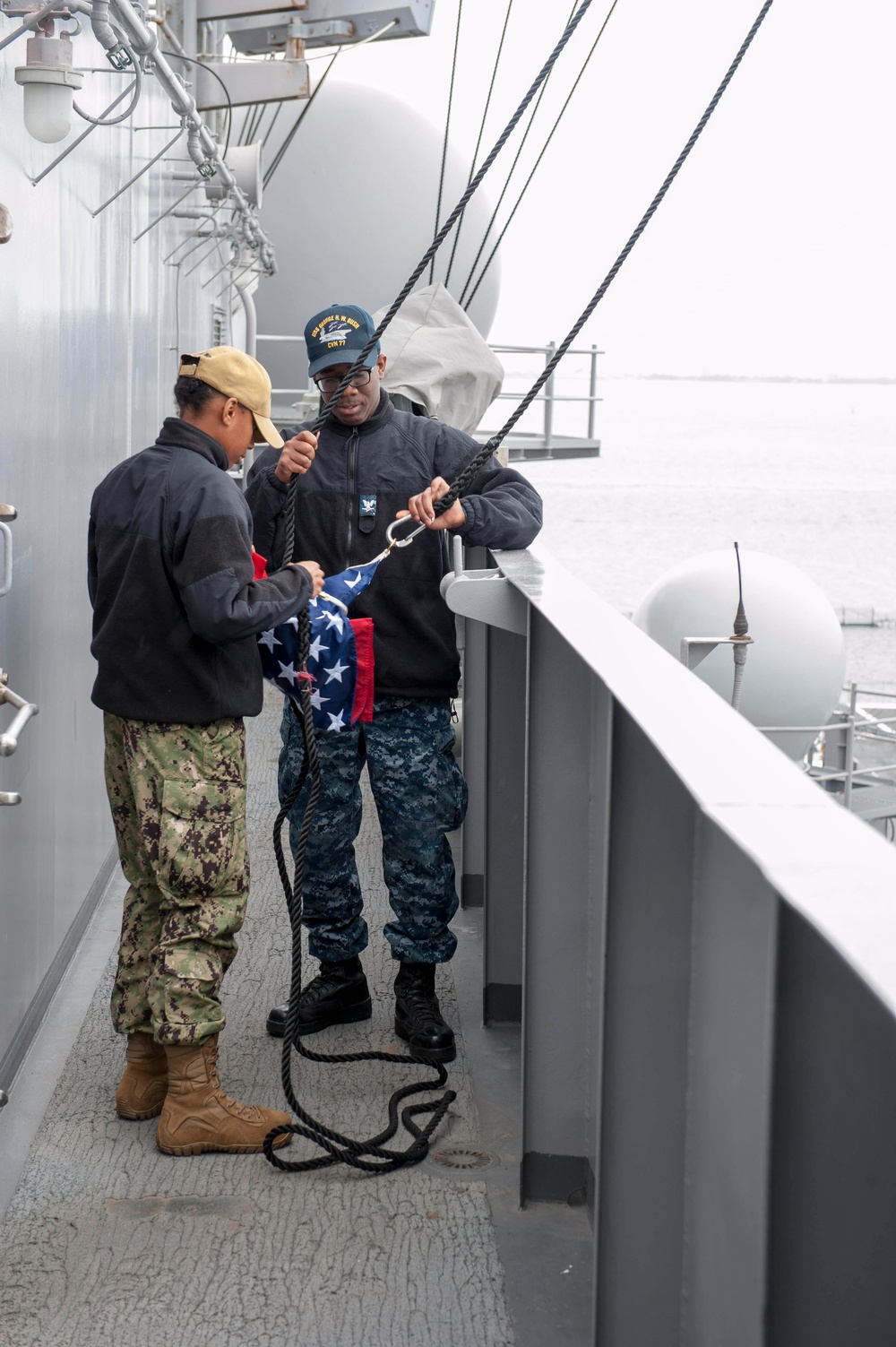 Sailors Raise the Ensign