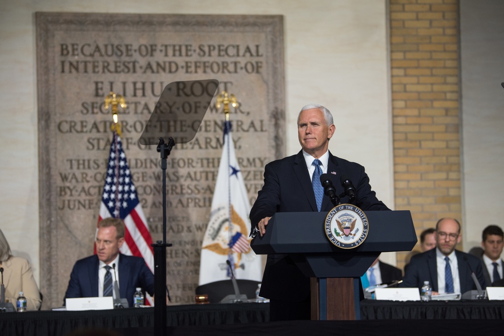 VPOTUS, DSD and VCJCS attend the National Space Council meeting on Ft. McNair