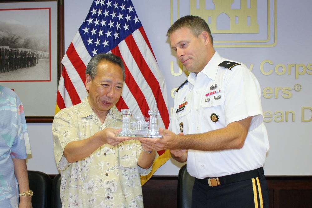 Pacific Ocean Division presents symbol of alliance to Japan Ministry of Defense leaders