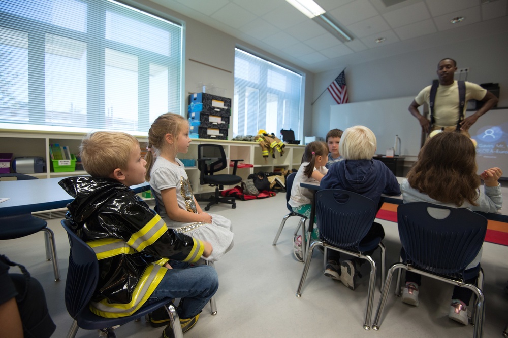 Fire Prevention Week Sparky and Fire Department visit Elementary School