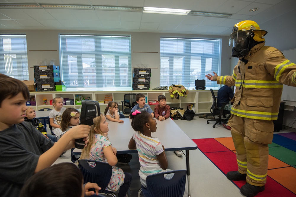 Fire Prevention Week Sparky and Fire Department visit Elementary School