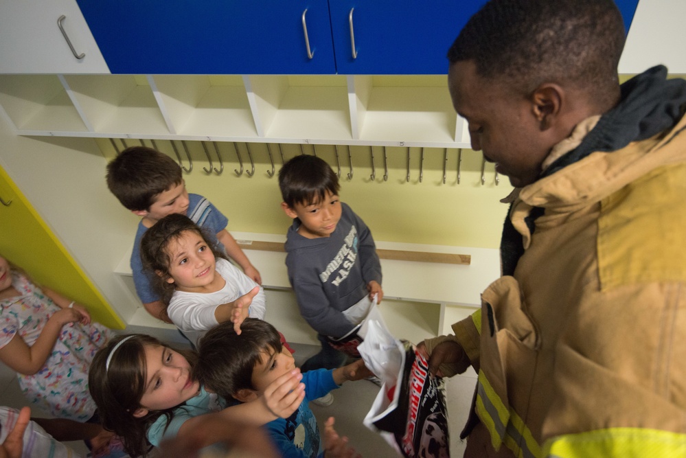 Fire Prevention Week Sparky and Fire Department visit Elementary School