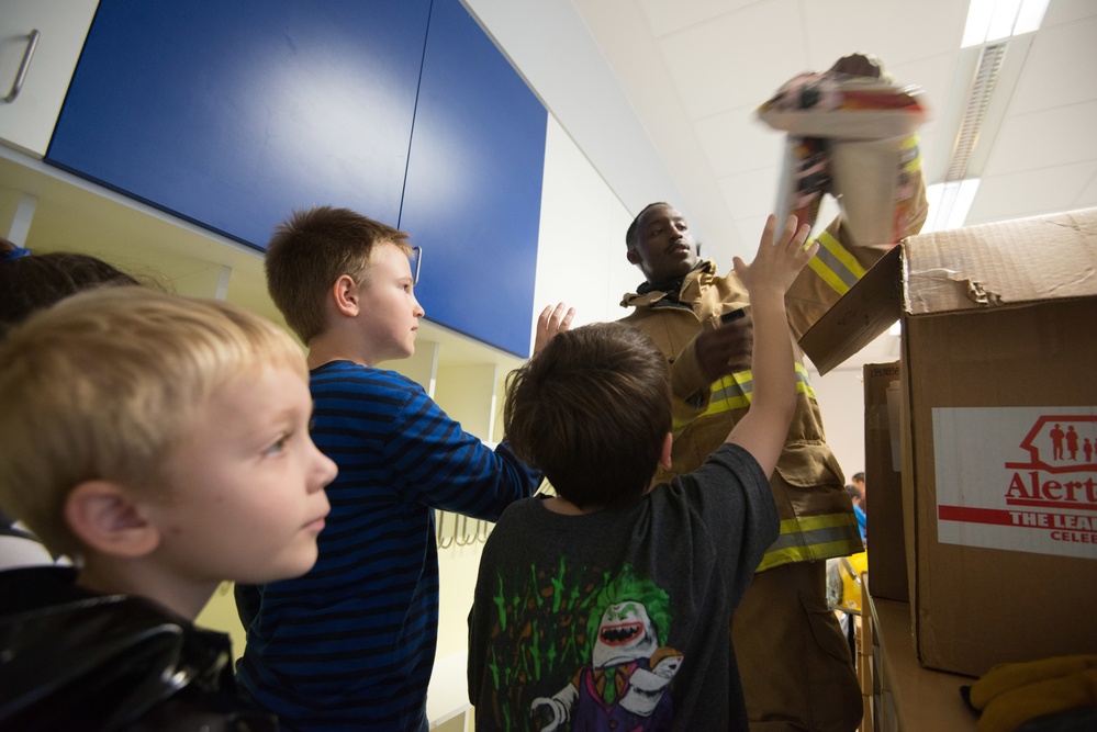 Fire Prevention Week Sparky and Fire Department visit Elementary School