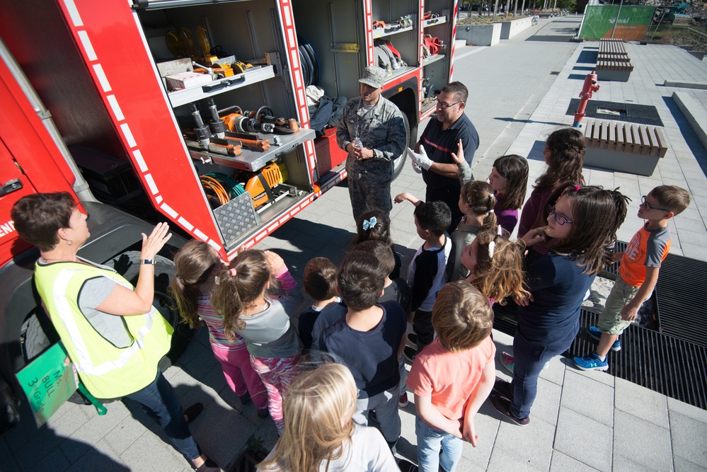 Fire Prevention Week Sparky and Fire Department visit Elementary School