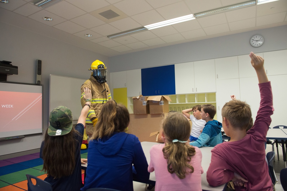 Fire Prevention Week Sparky and Fire Department visit Elementary School