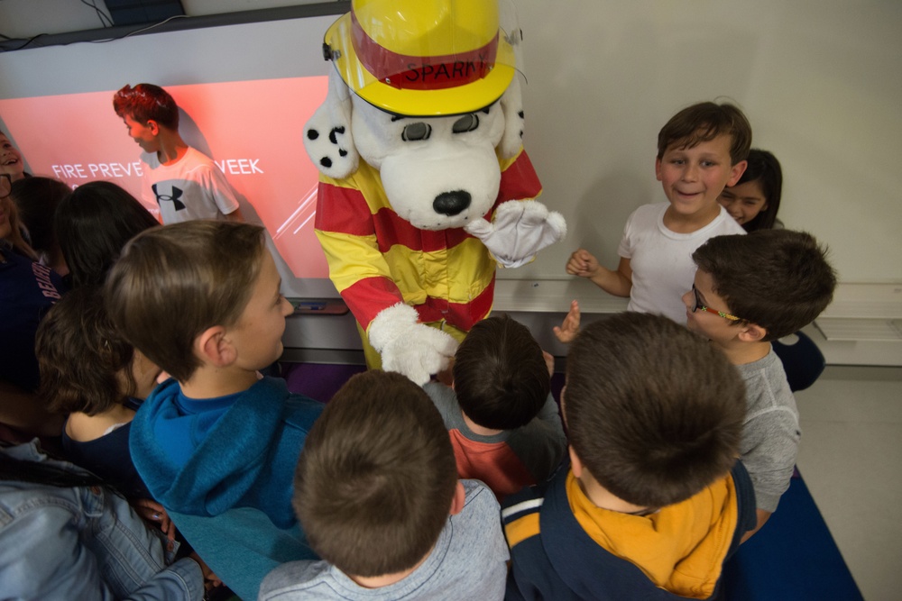 Fire Prevention Week Sparky and Fire Department visit Elementary School