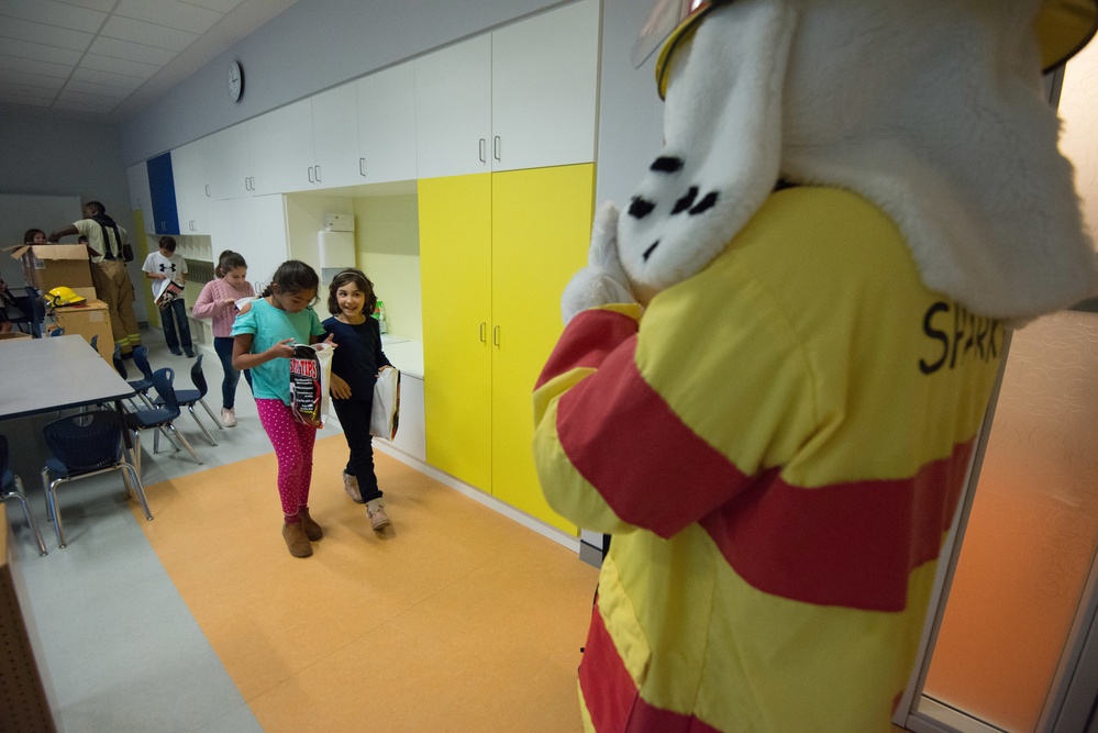 Fire Prevention Week Sparky and Fire Department visit Elementary School