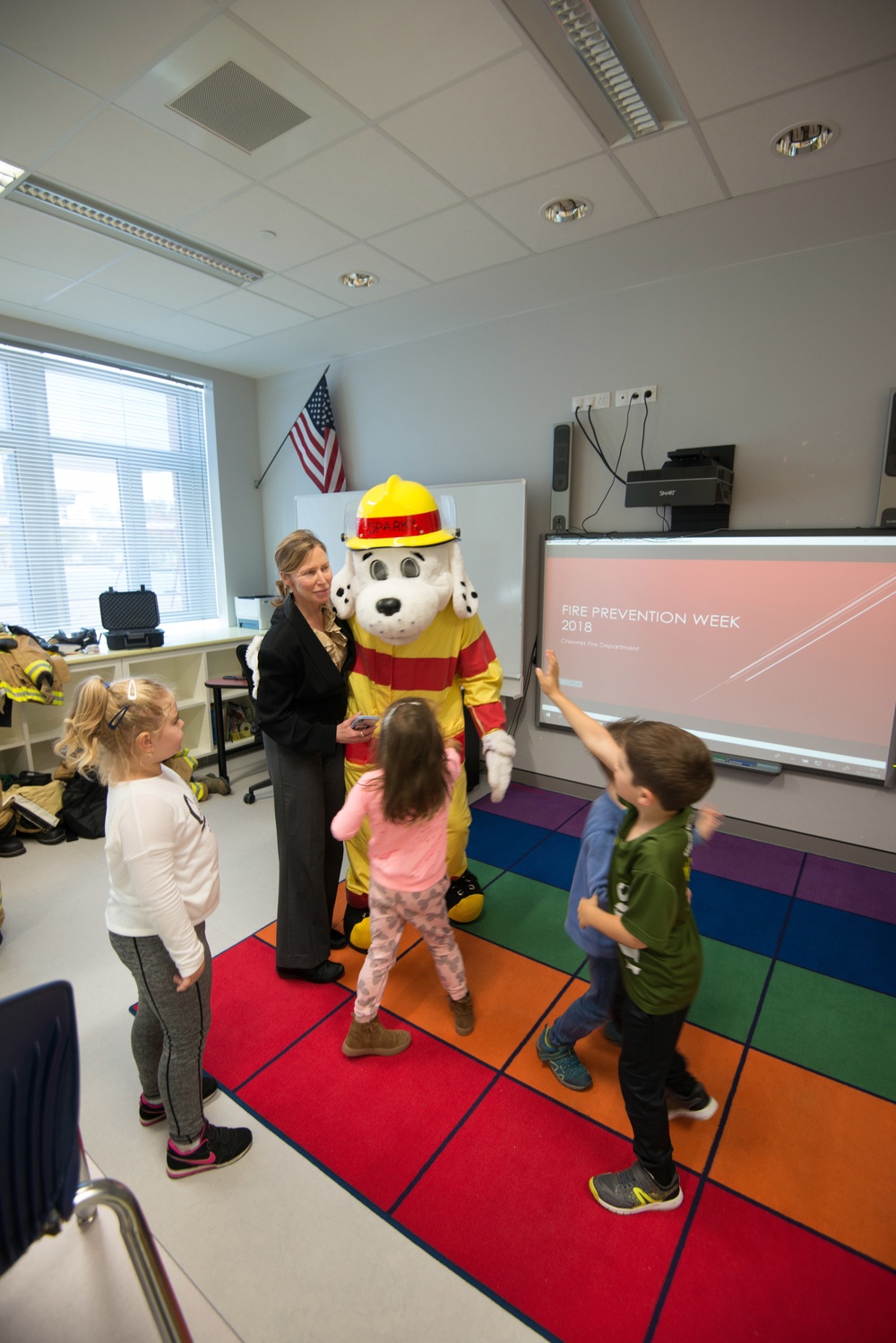 Fire Prevention Week Sparky and Fire Department visit Elementary School