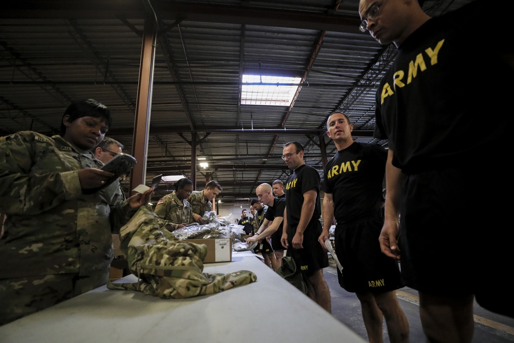 113th Infantry Regiment Soldiers issued gear during Rapid Fielding Initiative