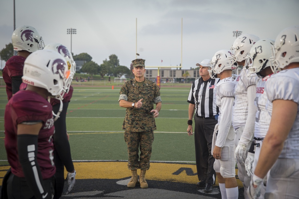 Marines and Sailors square off in the Camp Pendleton Football League Championship