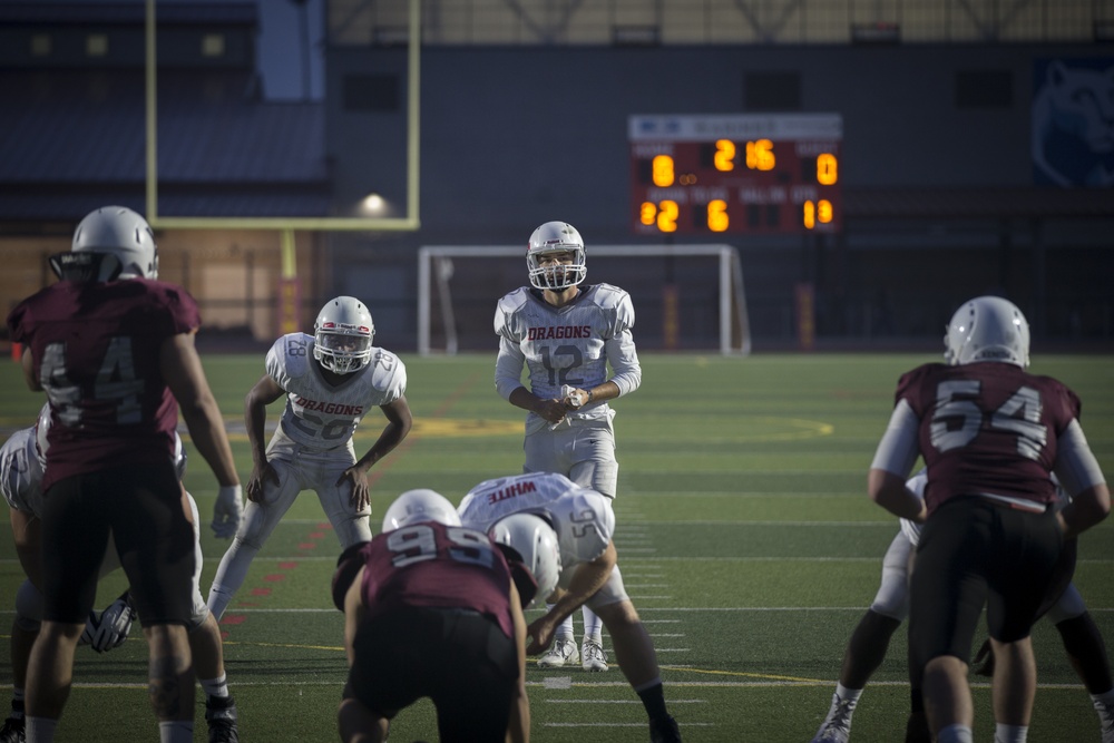 Marines and Sailors square off in the Camp Pendleton Football League Championship