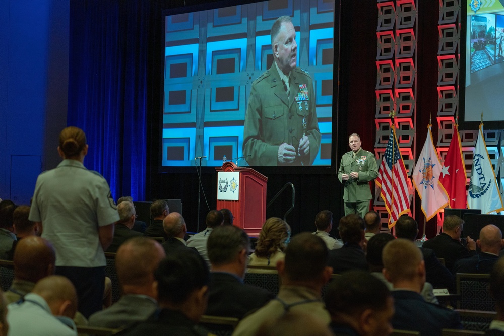 Lt. Gen. John Broadmeadow takes questions from the audience at Fall Meeting 2018 DoD Keynote