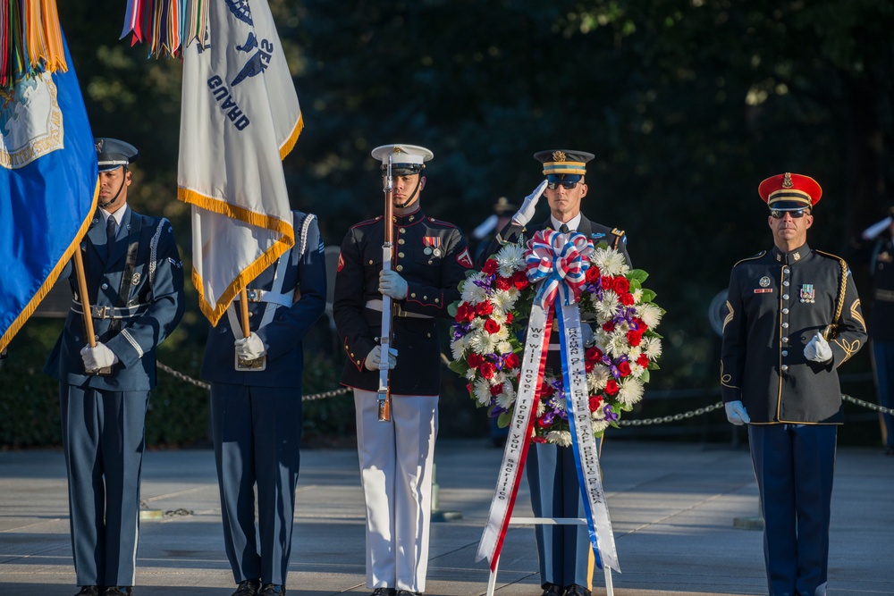 Chairman of the Republic of Korea Joint Chiefs of Staff Gen. Park Hanki Participates in an Armed Forces Full Honors Wreath-Laying Ceremony at the Tomb of the Unknown Soldier