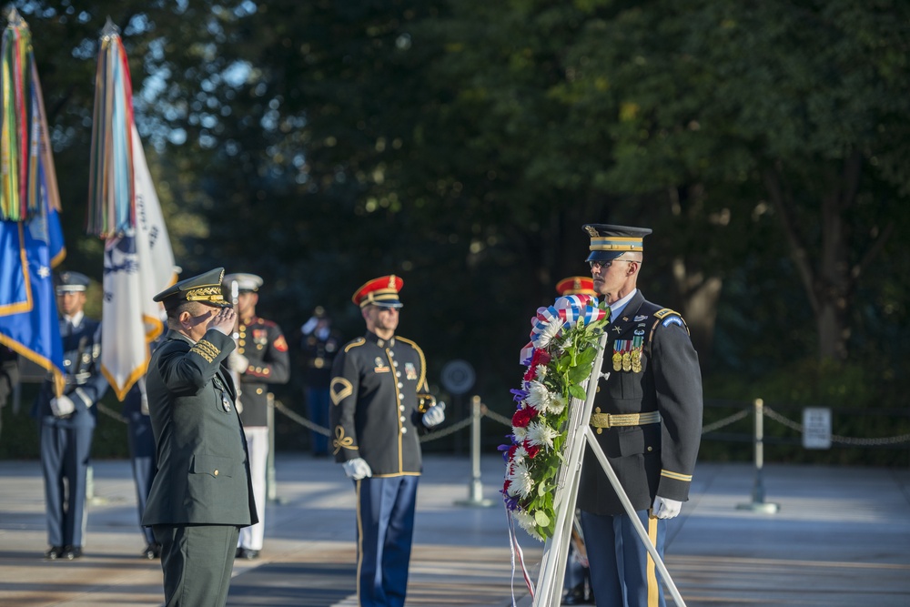 Chairman of the Republic of Korea Joint Chiefs of Staff Gen. Park Hanki Participates in an Armed Forces Full Honors Wreath-Laying Ceremony at the Tomb of the Unknown Soldier