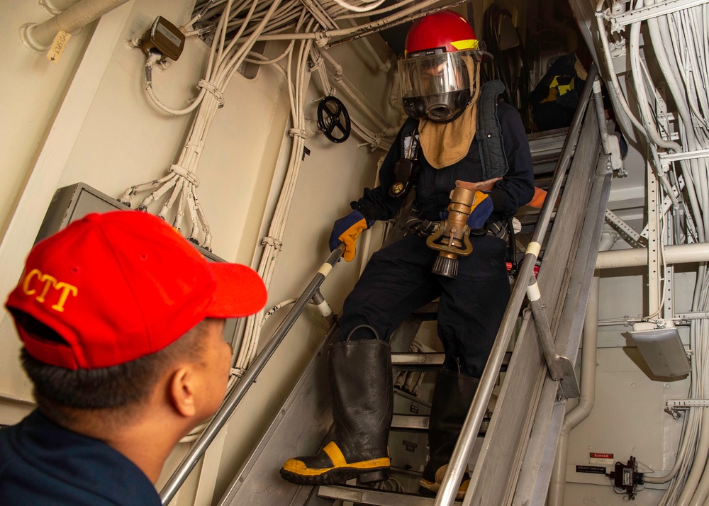 Bonhomme Richard Sailors Train in Condition II Damage Control Drill