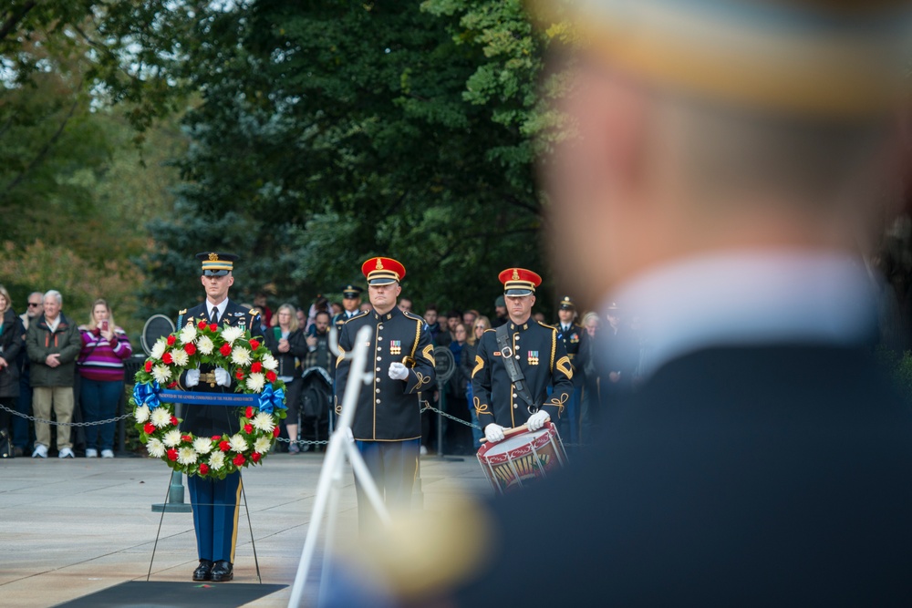 Chief of General Staff of the Polish Armed Forces Lt. Gen. Jaroslaw Mika Participates in an Army Full Honors Wreath-Laying Ceremony at the Tomb of the Unknown Soldier